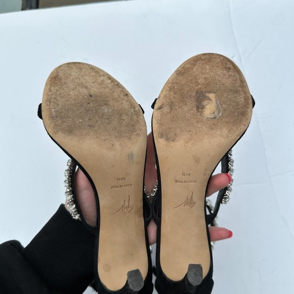 Giuseppe Zanotti Harmony Cometa Sandals Black Suede Star Crystal Studs Eu 38.5 - Picture 11 of 14